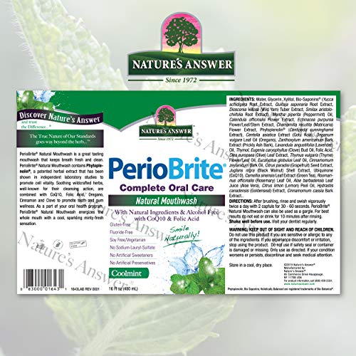 Nature's Answer Periobrite Cool Mint All-Natural Mouthwash | Promotes Healthy...