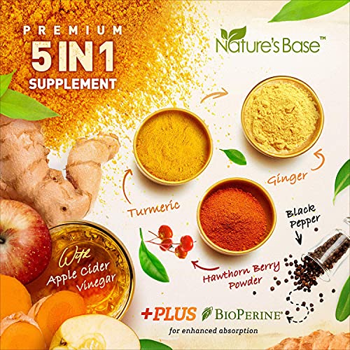 Turmeric Curcumin Supplement with Ginger & Apple Cider Vinegar, BioPerine Bla...