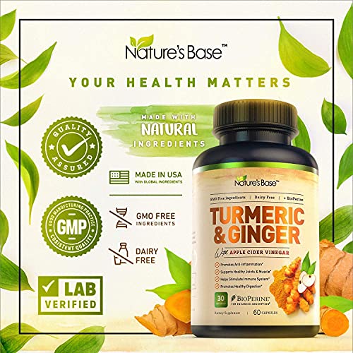 Turmeric Curcumin Supplement with Ginger & Apple Cider Vinegar, BioPerine Bla...