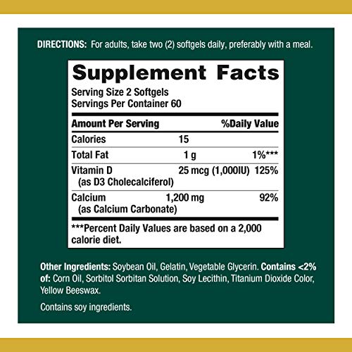 Calcium Carbonate & Vitamin D by Nature's Bounty, Supports Immune Health & Bo...