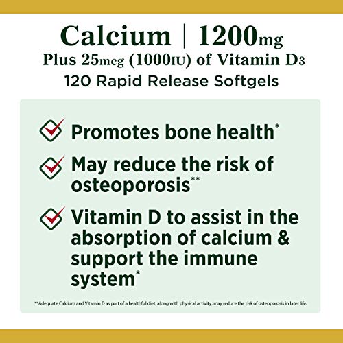 Calcium Carbonate & Vitamin D by Nature's Bounty, Supports Immune Health & Bo...
