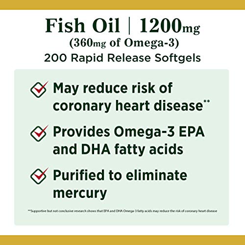 Fish Oil by Nature's Bounty, Dietary Supplement, Omega-3, Supports Heart Heal...