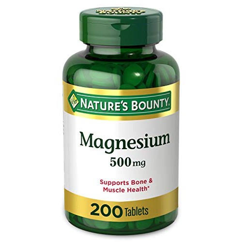 Magnesium by Nature’s Bounty, 500mg Magnesium Tablets for Bone & Muscle Healt...