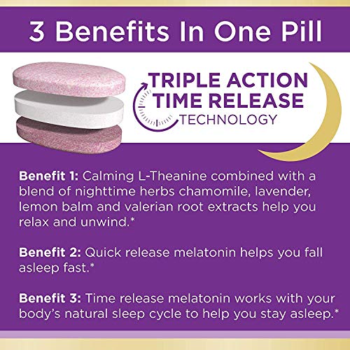 Melatonin by Nature's Bounty, Sleep3 Maximum Strength 100% Drug Free Sleep Ai...