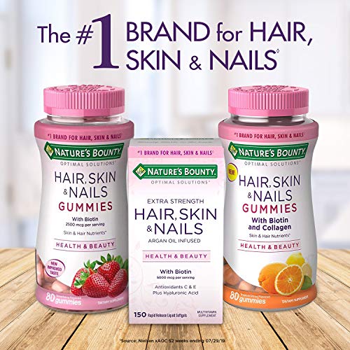 Nature's Bounty Optimal Solutions Advanced Hair, Skin & Nails Gummies, Strawb...