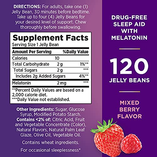 Nature's Bounty Sleep Aid Jelly Beans with Melatonin, Mixed Berry Flavor, 120...