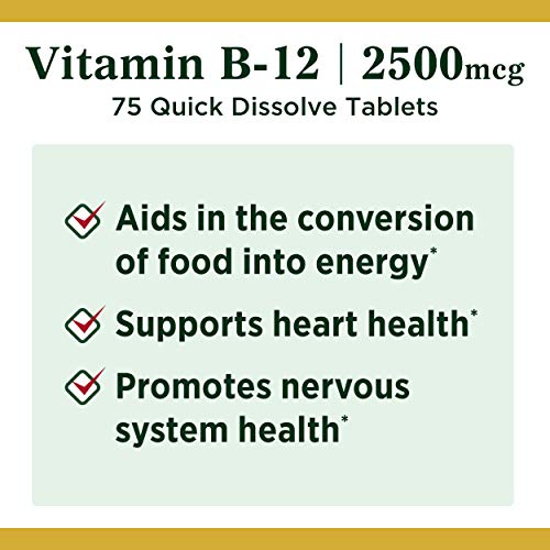 Vitamin B12 by Nature's Bounty, Quick Dissolve Vitamin Supplement, Supports E...
