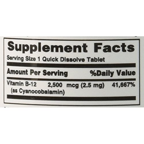 Vitamin B12 by Nature's Bounty, Quick Dissolve Vitamin Supplement, Supports E...