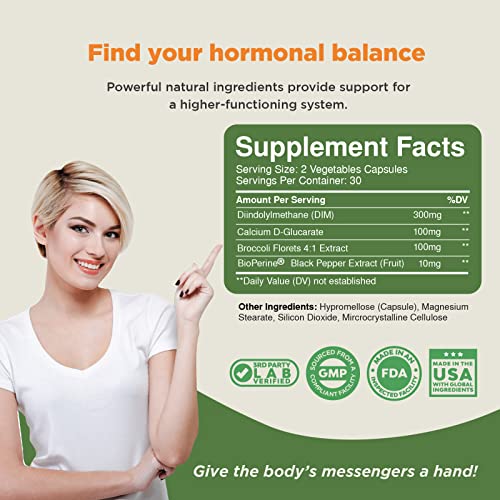DIM Supplement with BioPerine and Broccoli Extract - Natural Diindolylmethane...