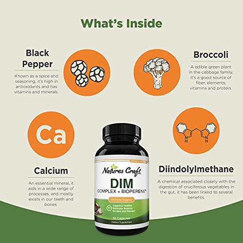 DIM Supplement with BioPerine and Broccoli Extract - Natural Diindolylmethane...
