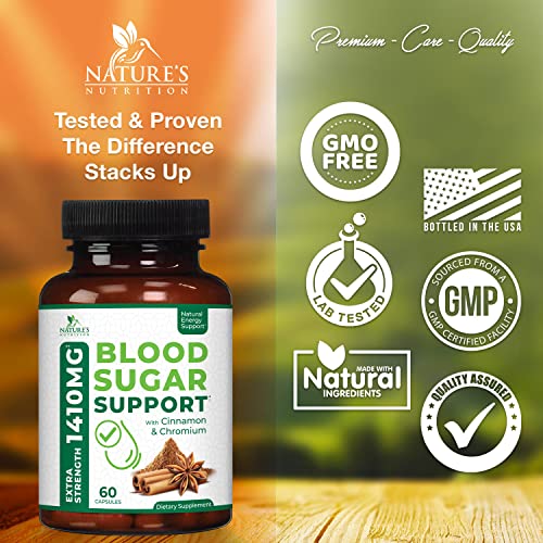 Blood Sugar Support Extra Strength Glucose Support Supplement with Cinnamon, ...