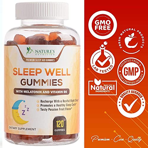 Sleep Support Melatonin Gummies Extra Strength Sleep Gummy with B6 and Passif...