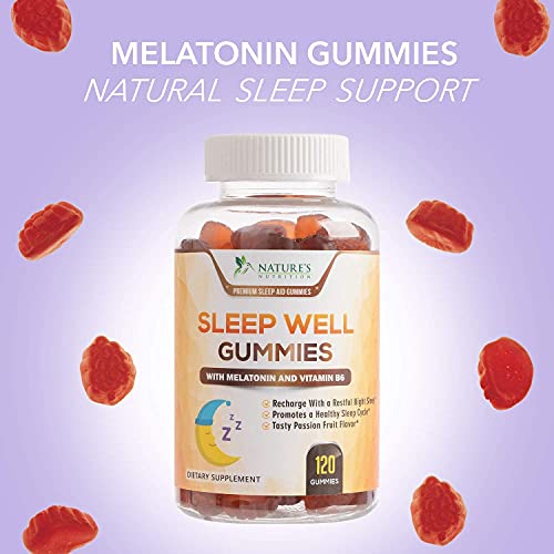 Sleep Support Melatonin Gummies Extra Strength Sleep Gummy with B6 and Passif...