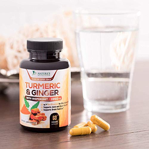 Turmeric Curcumin with BioPerine & Ginger 95% Curcuminoids 1950mg - Black Pep...