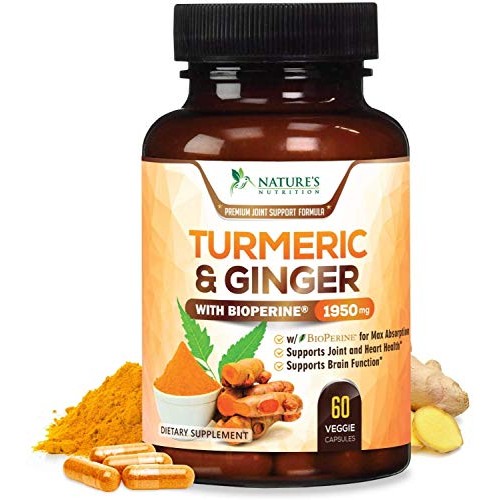 Turmeric Curcumin with BioPerine & Ginger 95% Curcuminoids 1950mg - Black Pep...