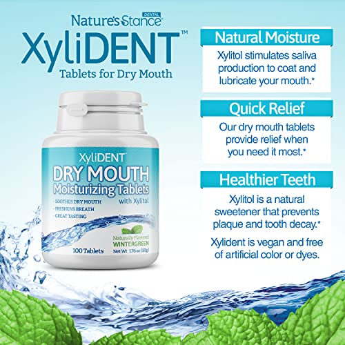 XyliDENT Xylitol Tablets for Dry Mouth Relief - Stimulates Saliva, Freshens B...