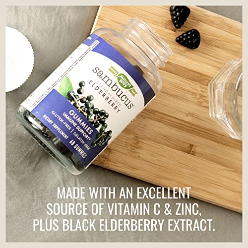 Nature’s Way Sambucus Elderberry Gummies, Immune Support Gummies*, Black Elde...