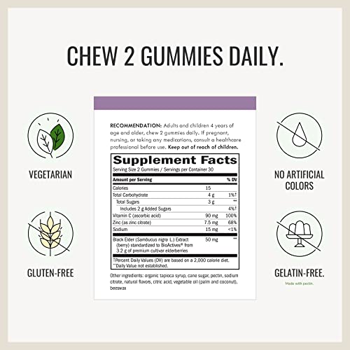 Nature’s Way Sambucus Elderberry Gummies, Immune Support Gummies*, Black Elde...