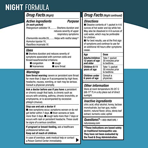 Nature's Way Umcka ColdCare Day + Night, Soothing Hot Drink Mixes, Lemon & Ho...