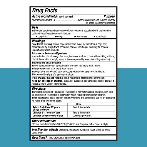 Nature's Way Umcka ColdCare Soothing Hot Drink Mix, Feel Better Faster, Clini...