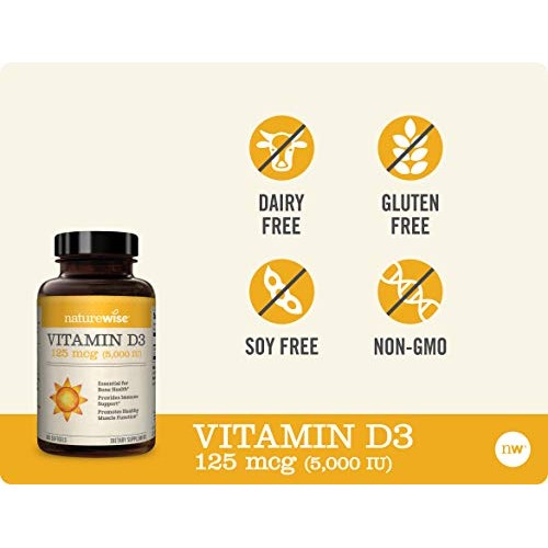 NatureWise Vitamin D3 5000iu (125 mcg) 1 Year Supply for Healthy Muscle Funct...