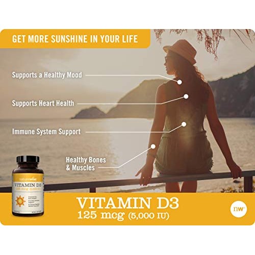 NatureWise Vitamin D3 5000iu (125 mcg) 1 Year Supply for Healthy Muscle Funct...