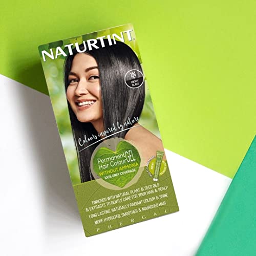 Naturtint Permanent Hair Color 1N Ebony Black (Pack of 1), Ammonia Free, Vega...