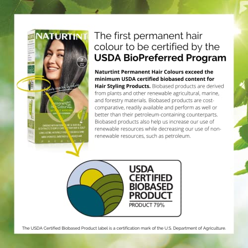 Naturtint Permanent Hair Color 1N Ebony Black (Pack of 1), Ammonia Free, Vega...