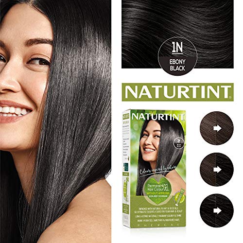 Naturtint Permanent Hair Color 1N Ebony Black (Pack of 1), Ammonia Free, Vega...