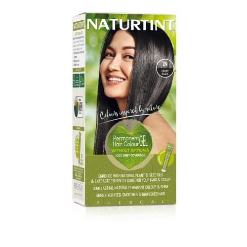 Naturtint Permanent Hair Color 1N Ebony Black (Pack of 1), Ammonia Free, Vega...