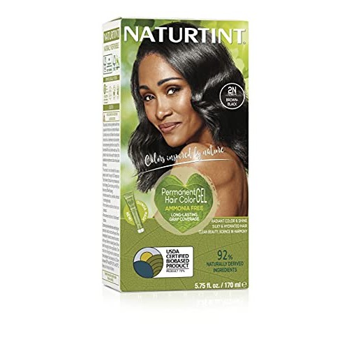 Naturtint Permanent Hair Color 2N Brown Black (Pack of 1), Ammonia Free, Vega...