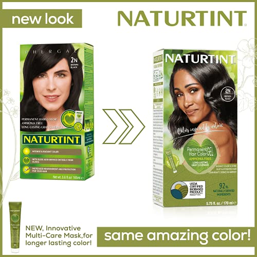 Naturtint Permanent Hair Color 2N Brown Black (Pack of 1), Ammonia Free, Vega...
