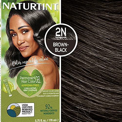 Naturtint Permanent Hair Color 2N Brown Black (Pack of 1), Ammonia Free, Vega...