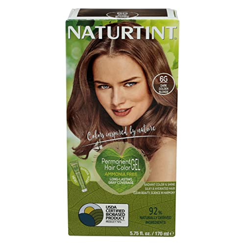 Naturtint Permanent Hair Color 6G Dark Golden Blonde (Pack of 1), Ammonia Fre...