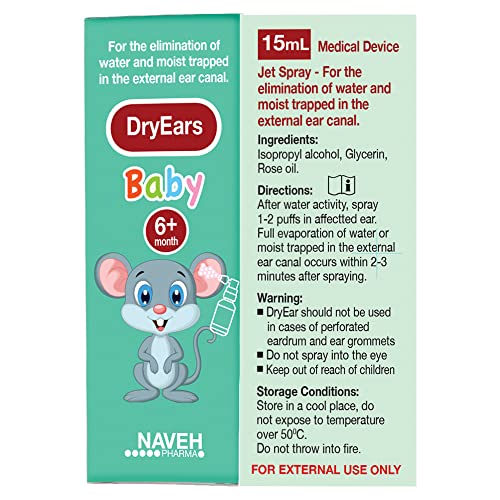 NAVEH PHARMA Dry Ears Baby - Swimmers Ear Drops Spray - Ear Drying Drops for ...