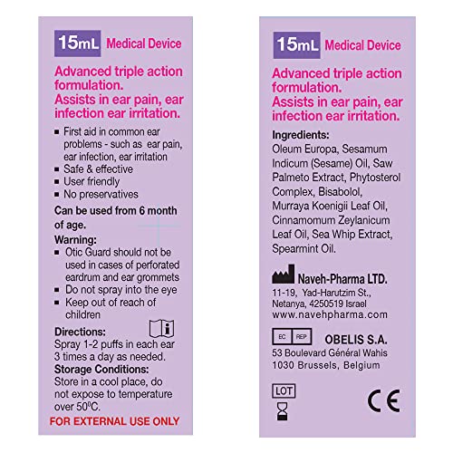 NAVEH PHARMA Otic Guard Baby - Natural Herbal-Oil Blend Spray –for Ear Infect...
