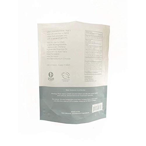 NEATwipes Hand Sanitizing Wipes, Lavender Essential Oil | Disposable, Biodegr...
