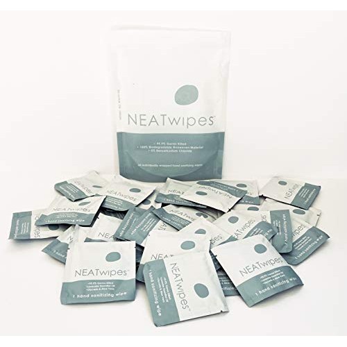 NEATwipes Hand Sanitizing Wipes, Lavender Essential Oil | Disposable, Biodegr...