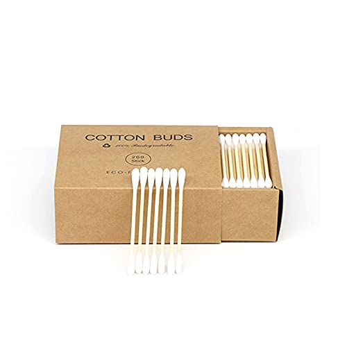 NEAWO 200 Count Cotton Swabs, Biodegradable Natural Bamboo Cotton Swabs for B...