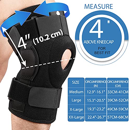 NEENCA Hinged Knee Brace, Adjustable Compression Knee Support Brace for Men &...