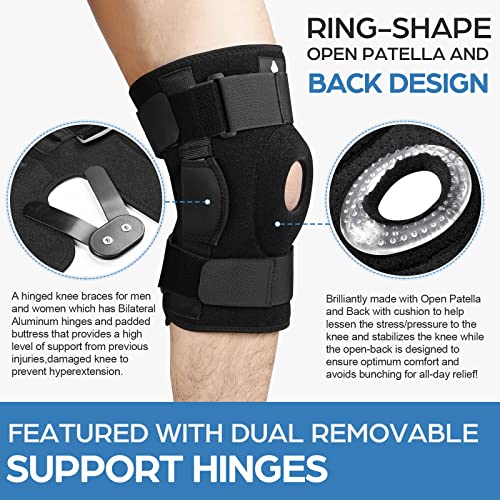 NEENCA Hinged Knee Brace, Adjustable Compression Knee Support Brace for Men &...