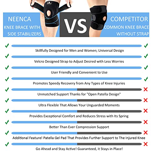 NEENCA Knee Brace with Side Stabilizers & Patella Gel Pads, Adjustable Compre...