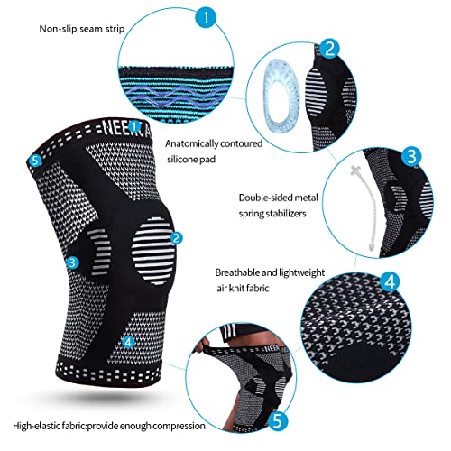 NEENCA Professional Knee Brace,Knee Compression Sleeve Support for Men Women ...