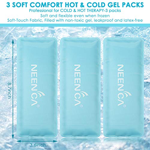 NEENCA Reusable Ice Pack(3 Packs of 4*9 Inches), Soft Touch Gel Packs for Hot...