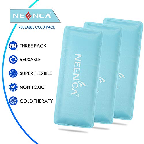 NEENCA Reusable Ice Pack(3 Packs of 4*9 Inches), Soft Touch Gel Packs for Hot...