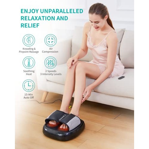 Nekteck Foot Massager Machine with Heat and Remote, Shiatsu Foot Massager wit...