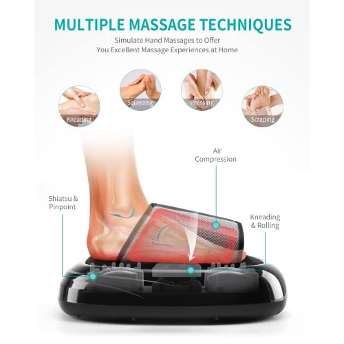 Nekteck Foot Massager Machine with Heat and Remote, Shiatsu Foot Massager wit...