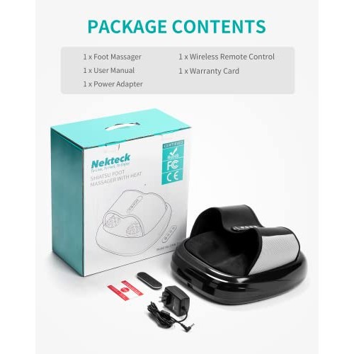 Nekteck Foot Massager Machine with Heat and Remote, Shiatsu Foot Massager wit...