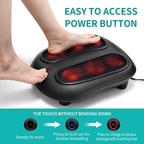 Nekteck Foot Massager with Heat, Shiatsu Heated Electric Kneading Foot Massag...