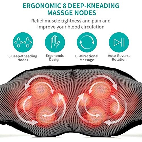 Shiatsu Neck and Back Massager with Soothing Heat, Nekteck Electric Deep Tiss...